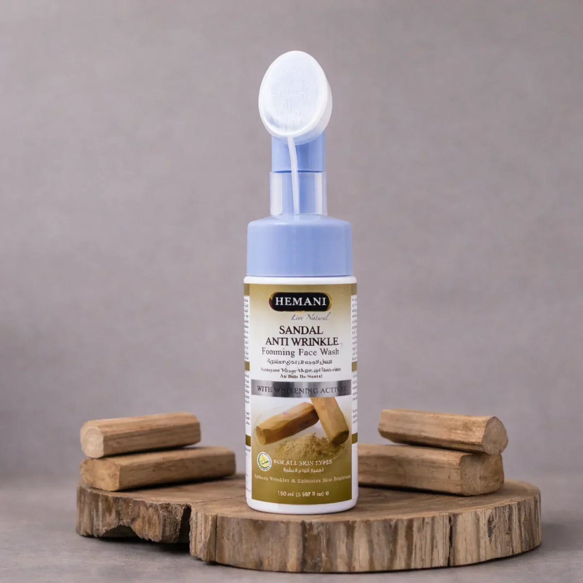 Hemani Sandal Anti-Wrinkle Foaming Face Wash with Cleansing Brush 150ml