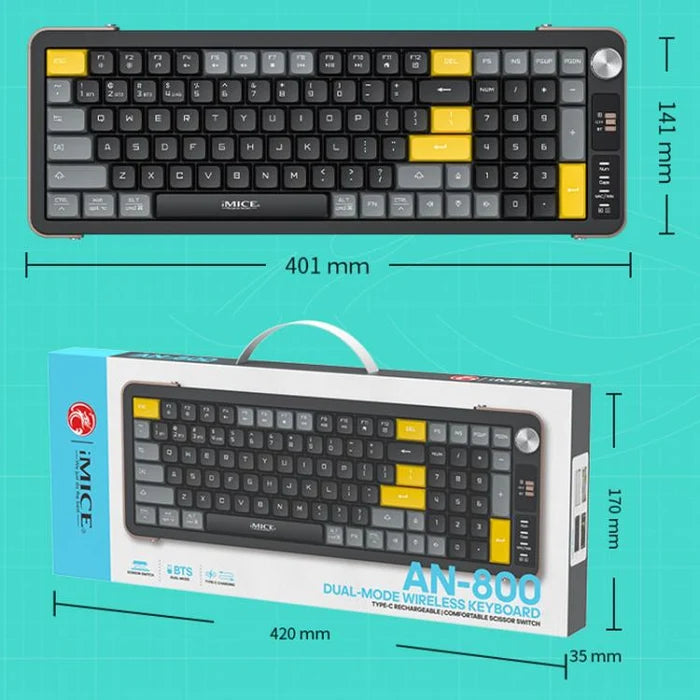 iMICE AN-800 Dual-Mode Wireless Rechargeable Keyboard
