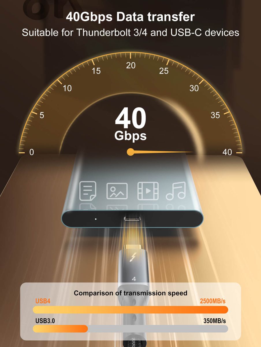 LDNIO TC-10C 240W USB-C to USB-C Fast Charging Cable | 40Gbps Data Transfer, 8K Video, PD 3.1 (0.5M)