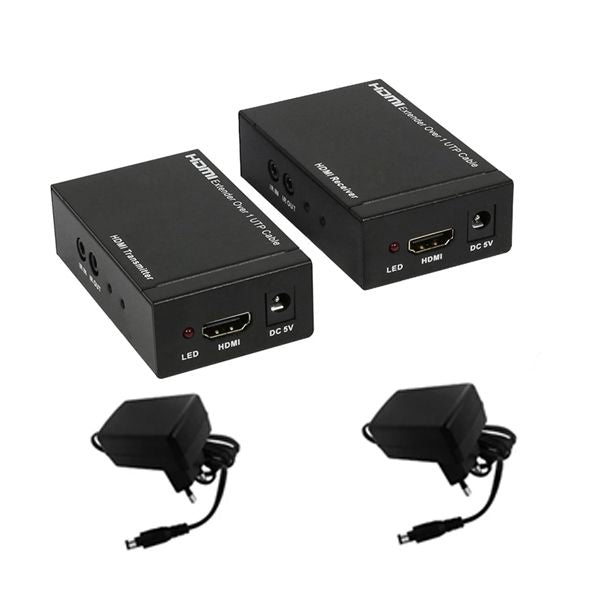 60M HDMI Extender over Cat5e/Cat6 up to 60M | 1080P Full HD HDMI Signal Extender Kit | TX & RX Plug & Play