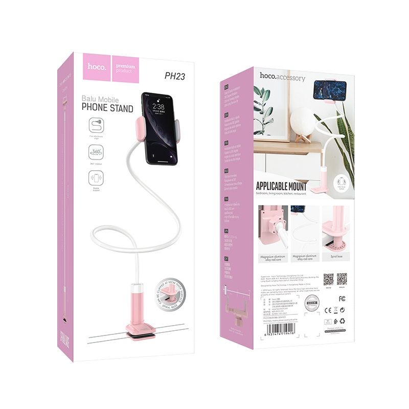 Flexible Mobile Phone Stand with Adjustable Gooseneck & 360° Rotating Clamp | Universal Desk & Bed Holder