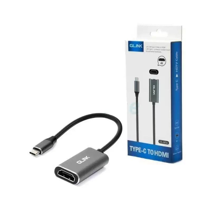 GLINK GL-007A USB Type-C to HDMI 4K Adapter | USB-C Male to HDMI Female Converter | 0.2M 4K UHD Display Adapter