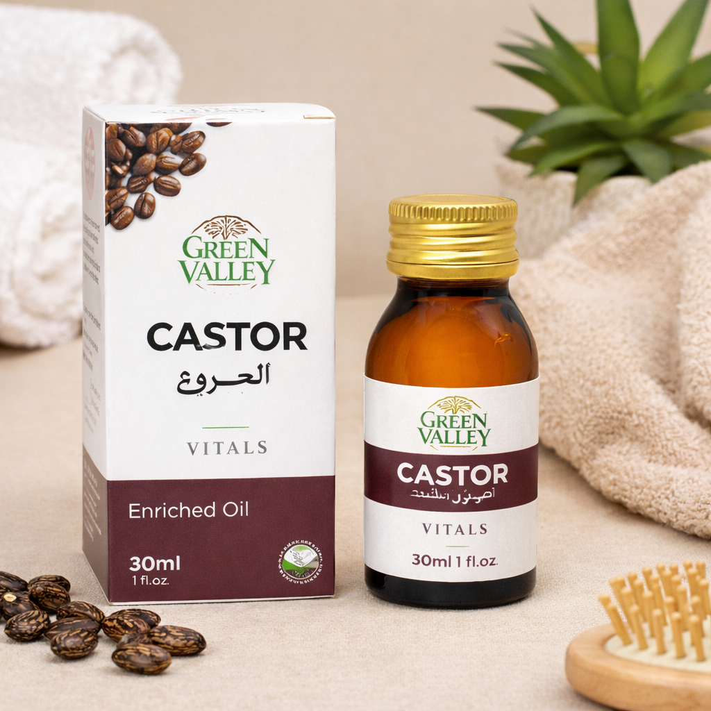 Green Valley Castor Oil 30ml – Enriched Natural Castor Oil for Hair Growth, Eyelashes, Eyebrows & Skin Care