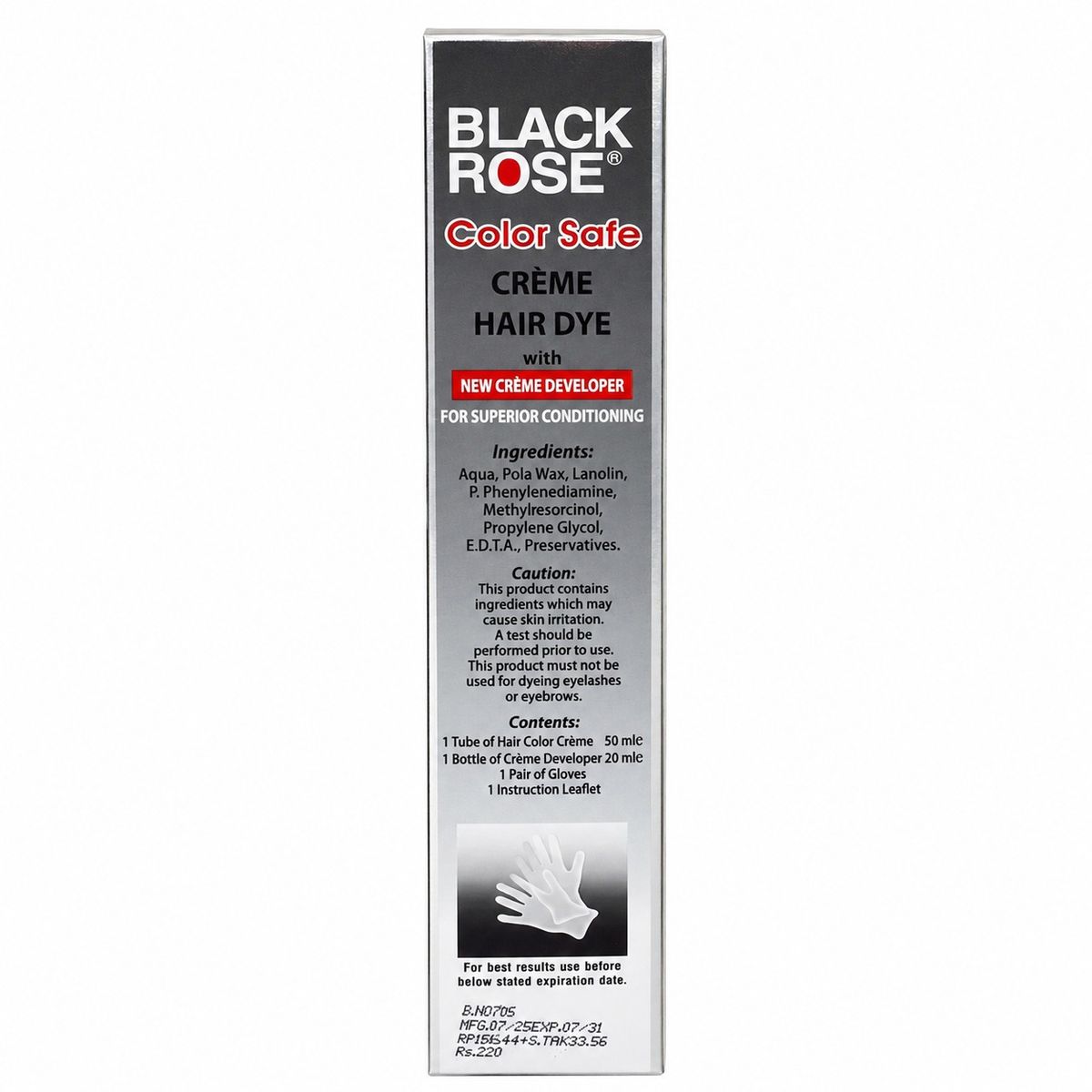Black Rose Color Safe Crème Hair Dye 45 Black – Permanent Hair Color, 100% Grey Coverage, Ammonia Free