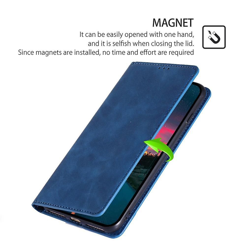 Magnetic Flip Leather Wallet Case for Samsung Galaxy A56 5G | Card Holder Stand Cover with RFID Protection - Black / Blue