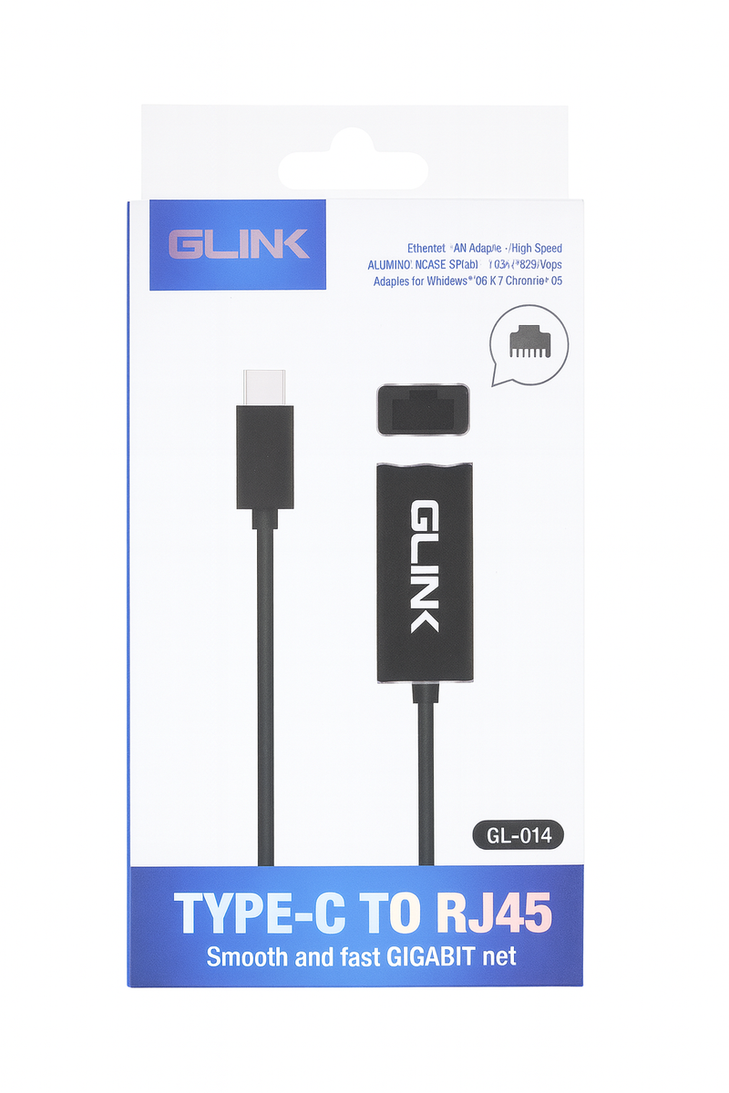 GLINK GL-014 USB-C to Gigabit Ethernet LAN Adapter | Type-C to RJ45 10/100/1000Mbps Network Adapter for Laptop, MacBook, Windows & Android