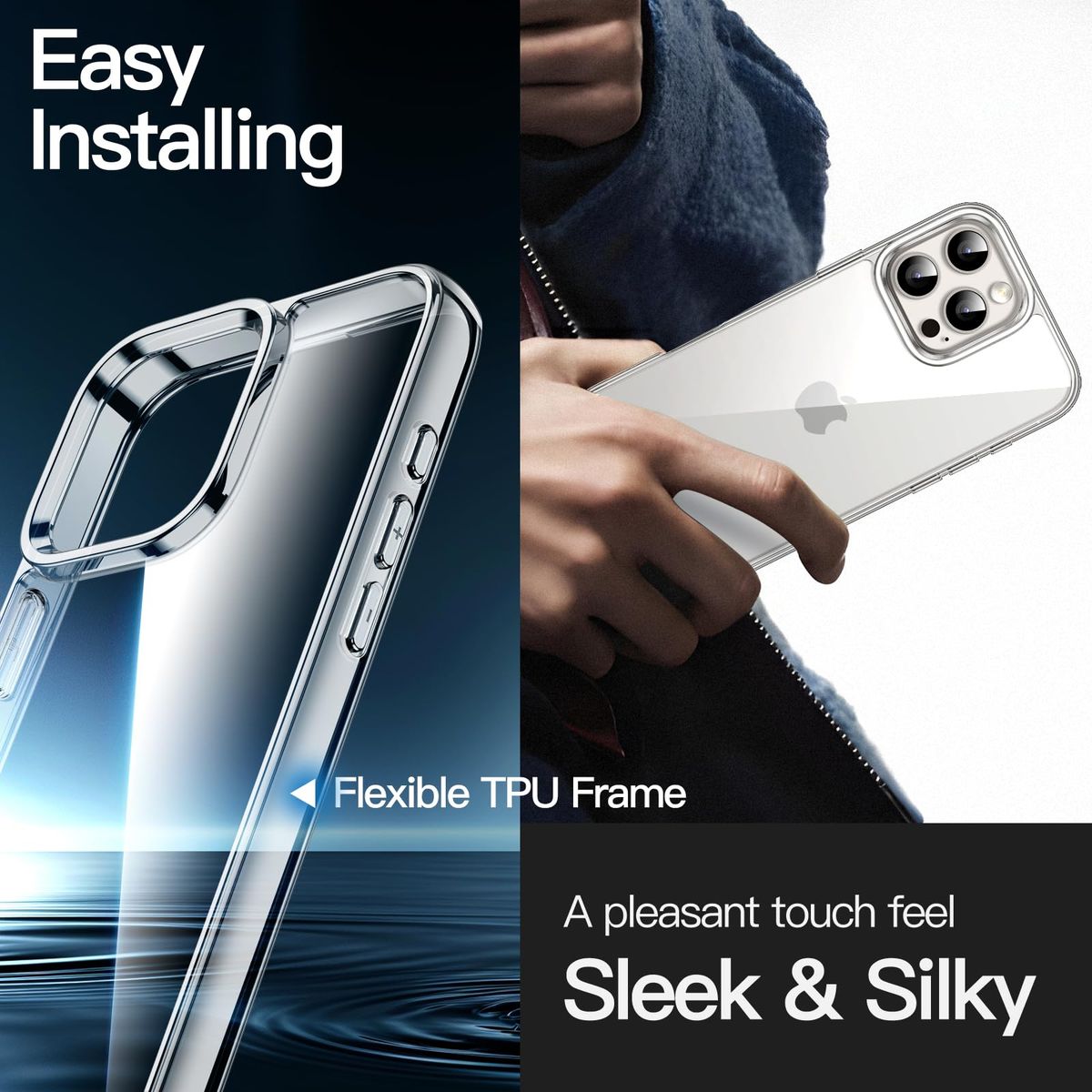 Crystal Clear Shockproof Case for iPhone 16 Pro | Anti-Scratch Transparent TPU Protective Cover with Air Cushion Corners
