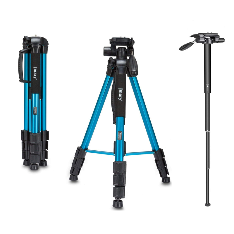 JMARY KP-2254 Professional Camera Tripod Kit with Detachable Monopod – Blue