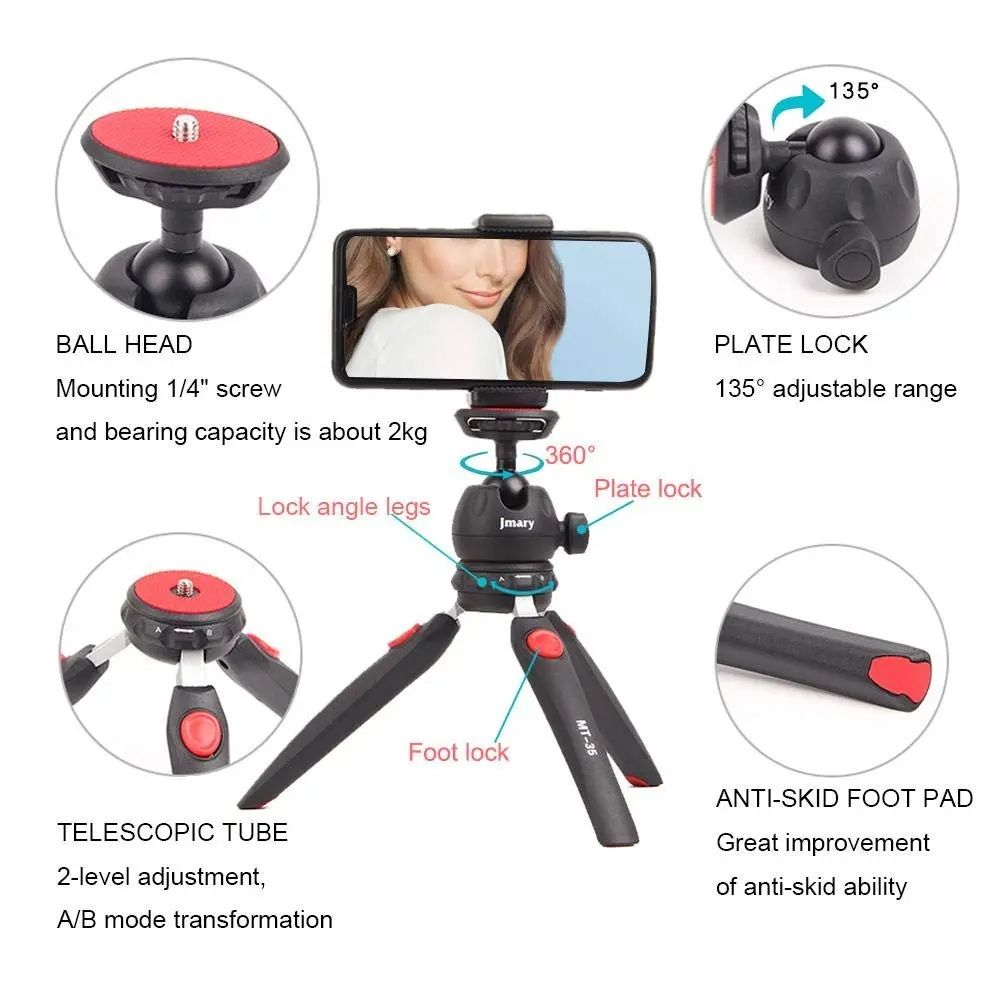 JMARY MT-35 Portable Mini Tripod for Cameras & Smartphones