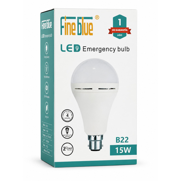 FineBlue 15W Rechargeable LED Smart Bulb B22 Emergency Loadshedding Light – 2 Pack