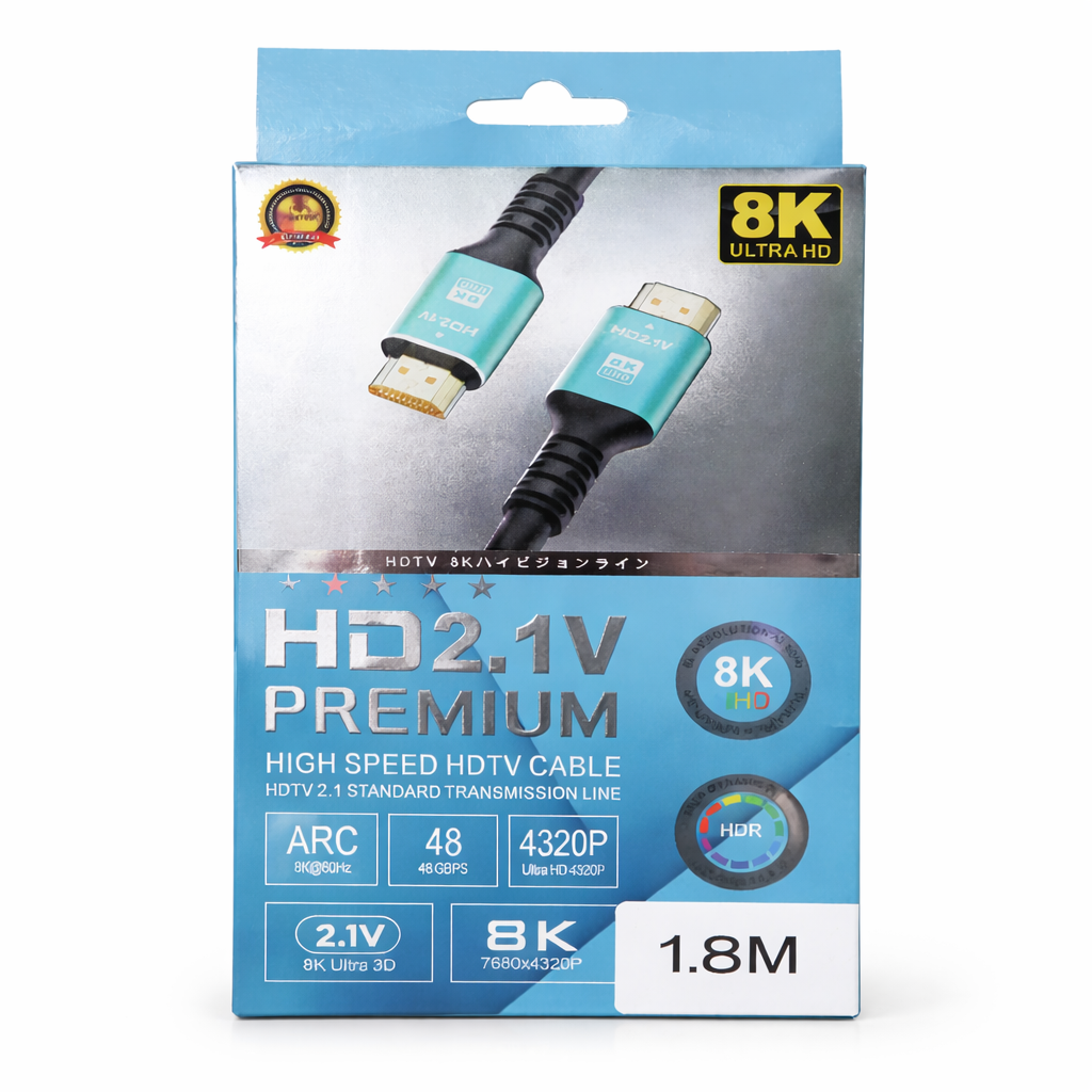 HDMI 2.1 Cable 1.8M 8K Ultra HD High-Speed HDMI Cable | 4K 120Hz, 8K 60Hz, eARC & HDR Compatible | Black