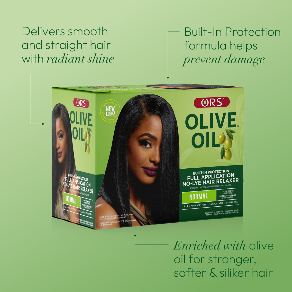 ORS Olive Oil No-Lye Hair Relaxer Kit Normal Strength | Full Application for Coarse & Resistant Hair