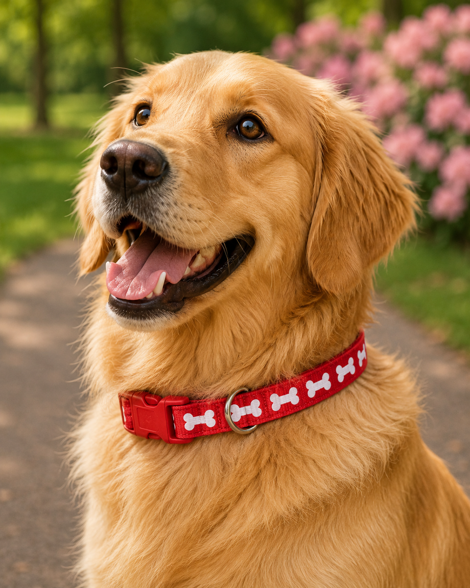 Adjustable Dog Collar 2.5cm Wide with Quick-Release Buckle & Metal D-Ring – Comfortable Puppy & Dog Collar
