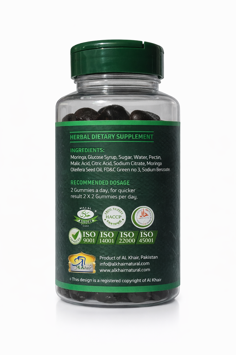 Al Khair Moringa Leaf Extract Gummies 60 Count | Vegan Herbal Dietary Supplement