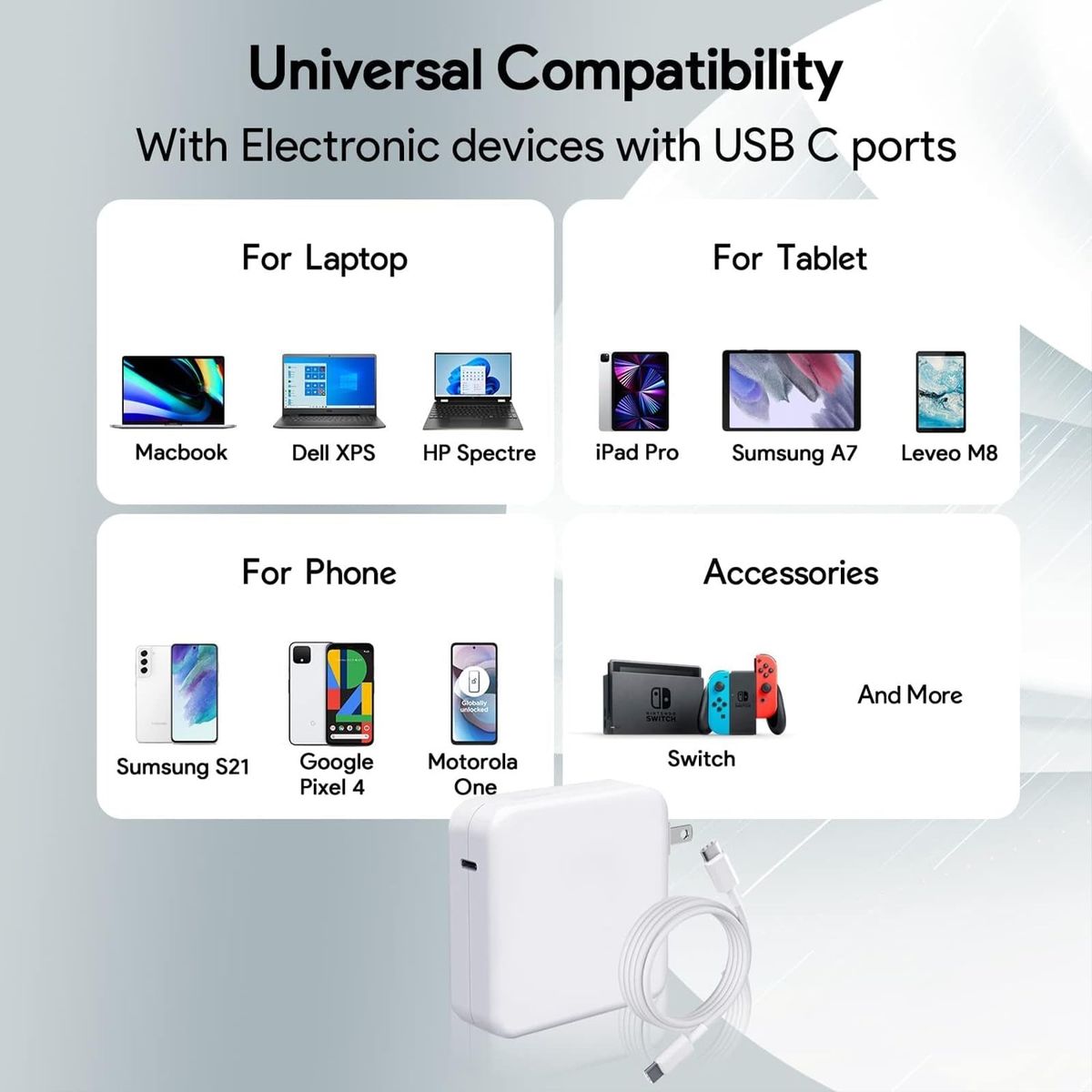 96W USB-C Power Adapter Charger for MacBook Pro & MacBook Air | Fast USB-C Laptop Charger with PD