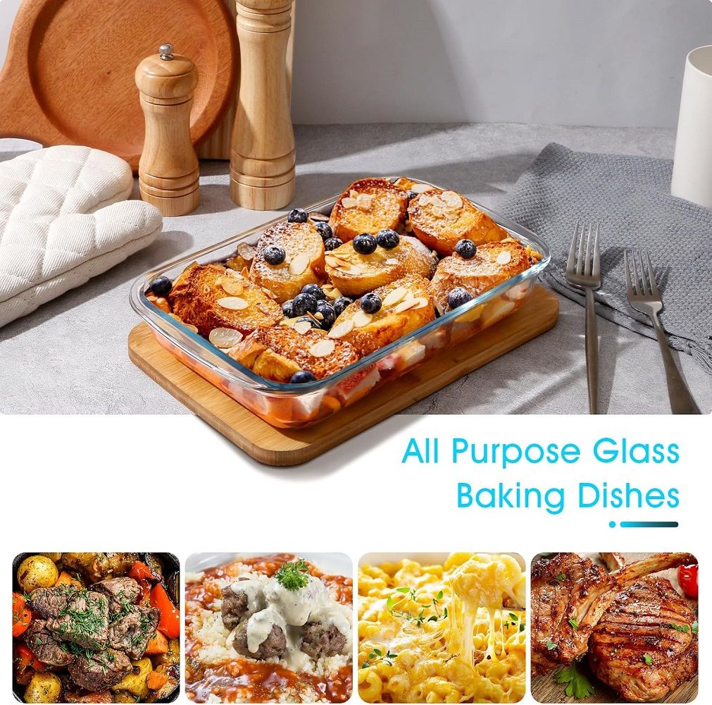1.6L Borosilicate Glass Baking Dish | Rectangular Oven Safe Baking & Roasting Tray