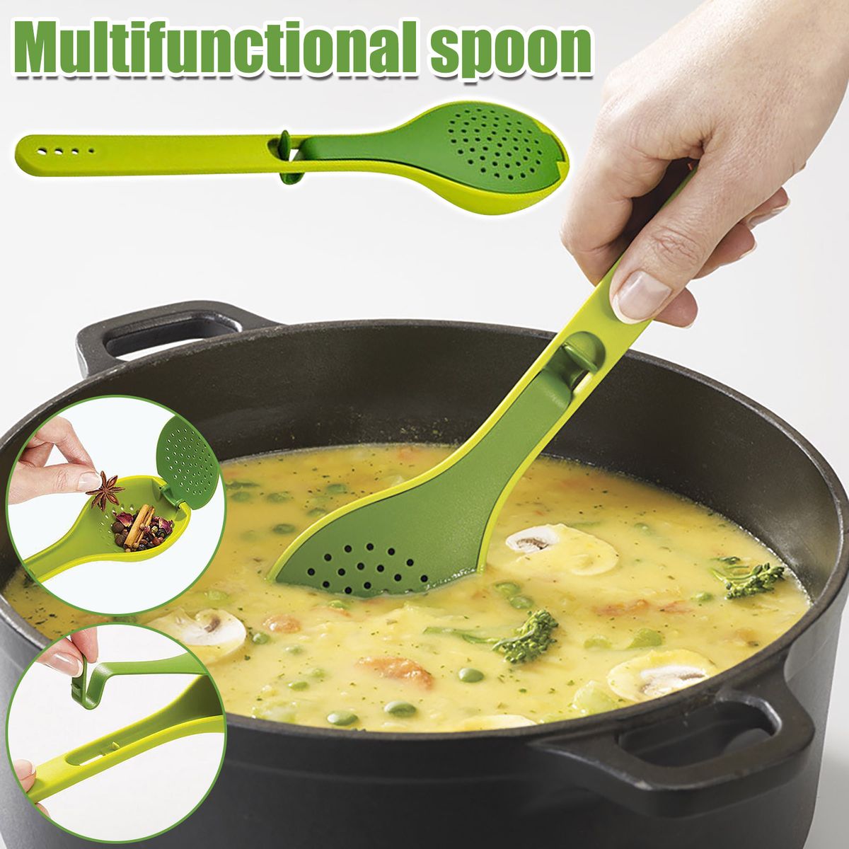 2-in-1 Plastic Herb Infusing Spoon with Herb Stripper | Flavor-Infusing Cooking Spoon