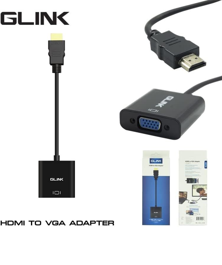 GLINK GL-001 HDMI to VGA Converter with 3.5mm Audio | Full HD 1080P HDMI to VGA Adapter for Monitor, Projector & TV