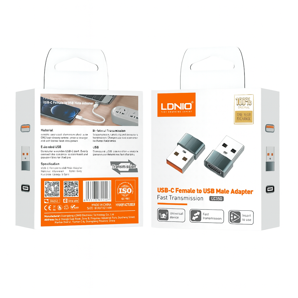 USB Type-C Female to USB-A Male OTG Adapter | USB-C Fast Data Transfer Converter for Laptop, PC & Charger