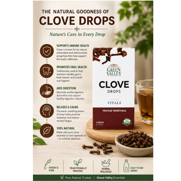 Green Valley Clove Drops 50ml | Herbal Clove Oil Drops for Daily Wellness