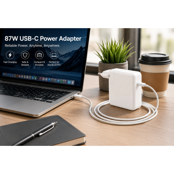 87W USB-C Power Adapter Charger for Apple MacBook Pro | Fast Charging USB-C Laptop Charger with USB-C Cable (EU Plug)