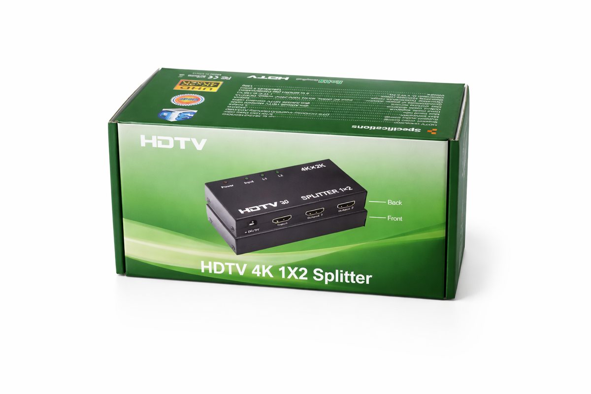HDMI 4K 1x2 Splitter | 1 Input 2 Output HDMI Splitter Adapter | Ultra HD 4Kx2K Dual Display HDMI Signal Distributor | HDMI 1.4