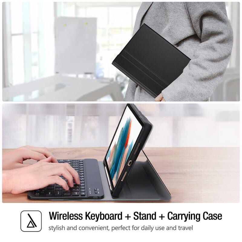 Portable Bluetooth Wireless Keyboard with Touchpad for iPad, Android Tablets, Windows PC, Smart TV & Smartphones – Rechargeable Mini Keyboard