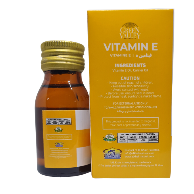 Green Valley Vitamin E Oil 30ml - Enriched Moisturizing Oil for Face, Hair & Skin Care