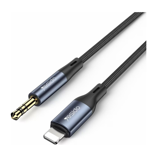 YESIDO YAU35 Lightning to 3.5mm AUX Cable 1M – Braided Audio Adapter for Car Stereo, Headphones & Speakers