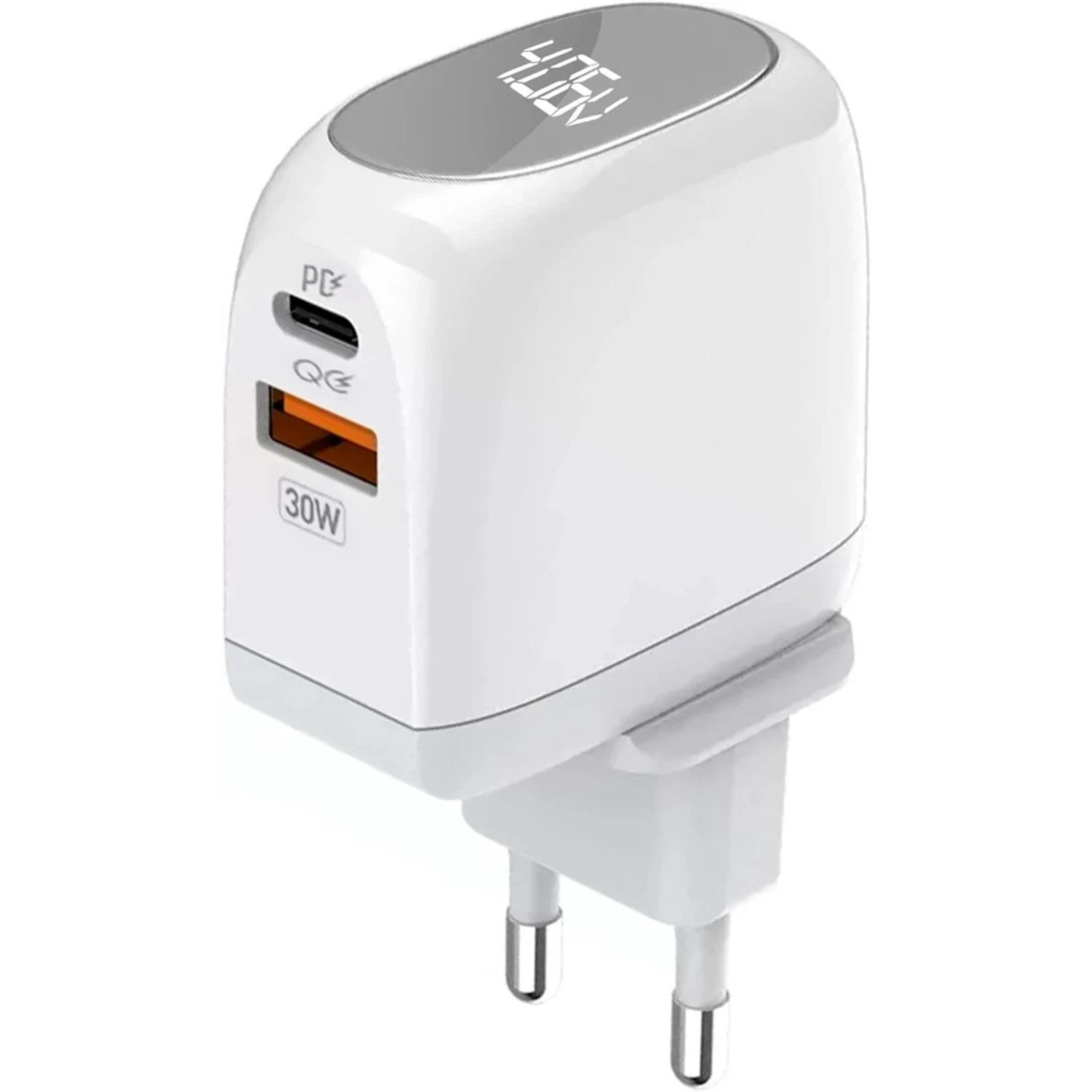 30W Dual Port Fast Wall Charger with USB-C to USB-C Cable | PD & QC 3.0 Fast Charging Adapter (A2522C)