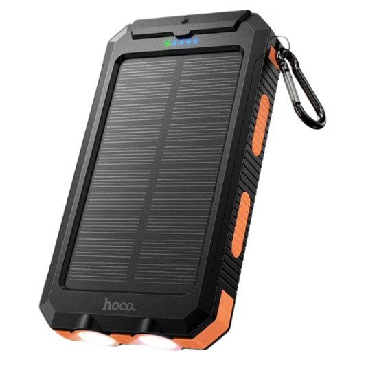 Hoco J164 8000mAh Solar Power Bank – IP65 Outdoor Charger with Dual LED Lights & Compass