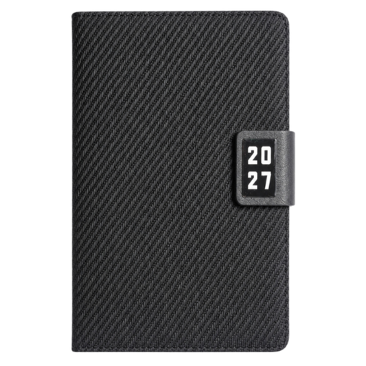 2027 A5 Daily Diary Planner with Textured PU Cover, Elastic Closure & Ribbon Bookmark
