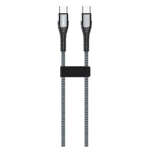 LDNIO LC102 USB-C to USB-C 65W PD Fast Charging Cable 2M | Braided Data Sync Cable