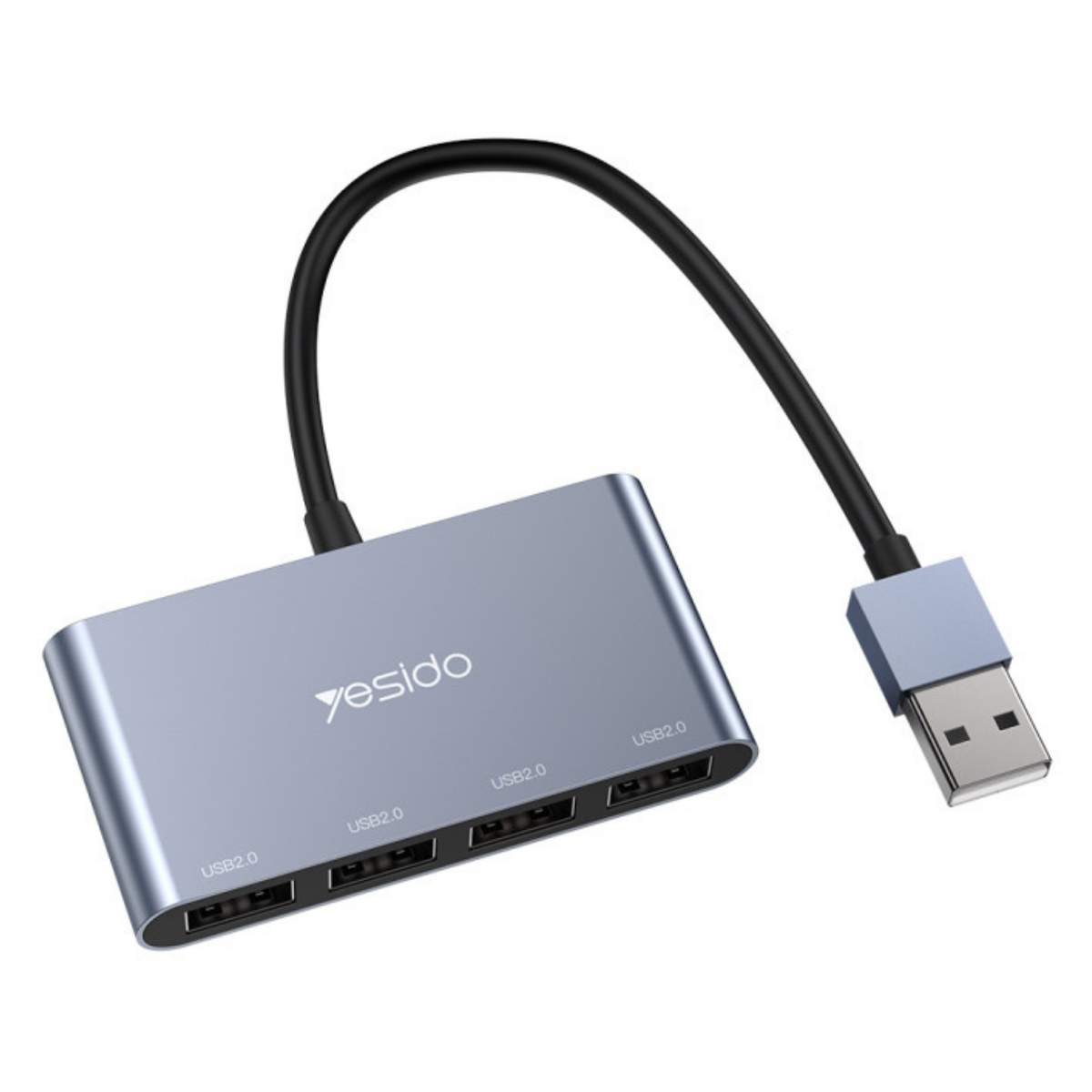 YESIDO HB12 4-Port USB 2.0 Hub Adapter – USB-A to 4 USB Ports, 15cm