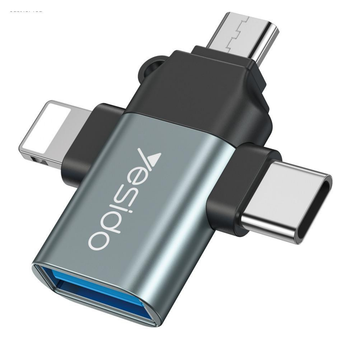 YESIDO GS15 3-in-1 OTG Adapter – USB-A to USB-C, Micro USB & Lightning Data Transfer Converter