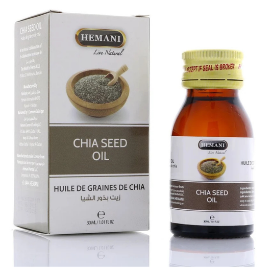 Hemani Chia Seed Oil 30ml | 100% Pure & Natural Cold-Pressed Chia Oil for Hair, Skin & Massage