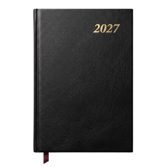 2027 A5 Daily Planner & Diary – Compact Year Planner with Black Hardcover & Ribbon Bookmark