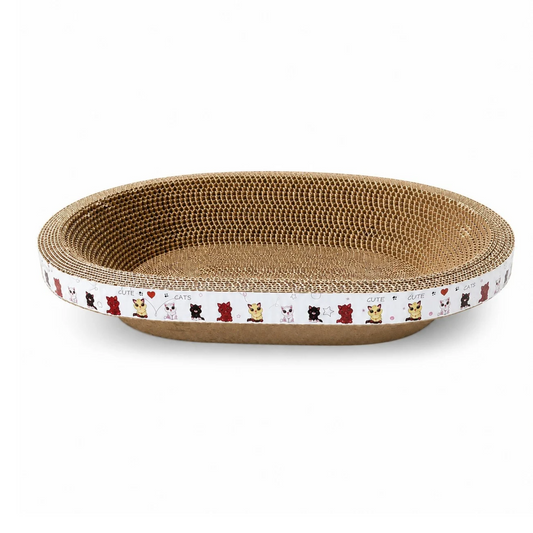 Oval Corrugated Cardboard Cat Scratcher Bed & Lounger 45 x 30 cm