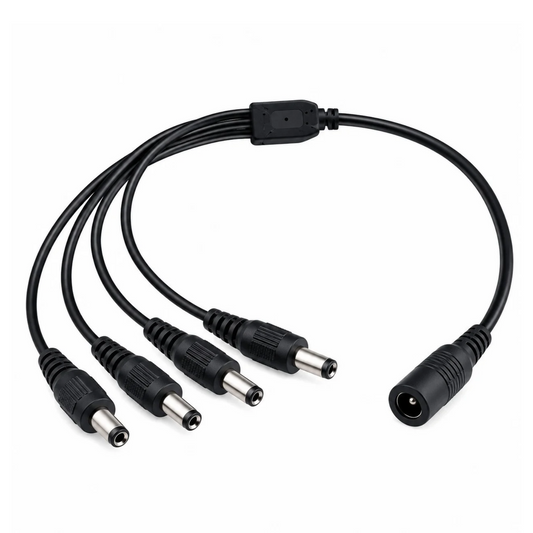 1-to-4 DC Power Splitter Cable for CCTV Cameras LED Lights and Devices
