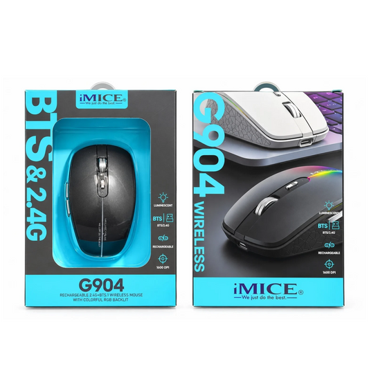 iMICE G904 Rechargeable Bluetooth & 2.4GHz Wireless RGB Mouse, 1600 DPI