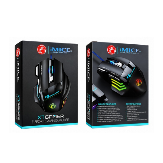 Wired USB Gaming Mouse with 7 Buttons, 3200 DPI and LED Lighting