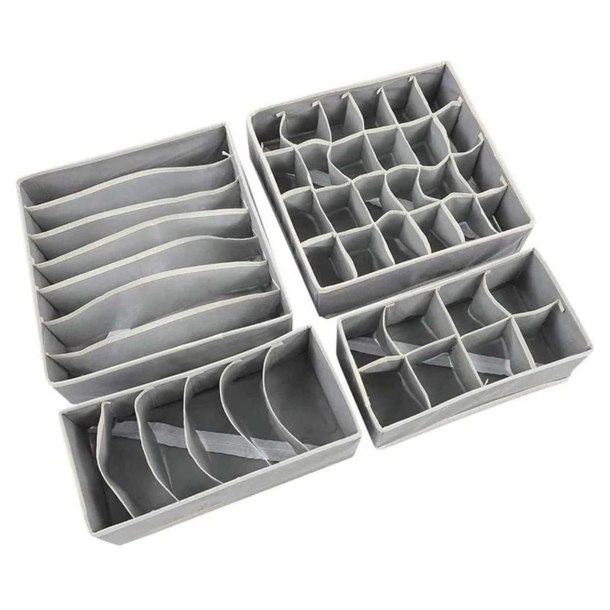 4 Piece Drawer Organizer Set for Underwear, Bras, Socks & Accessories - Foldable Closet Storage Dividers