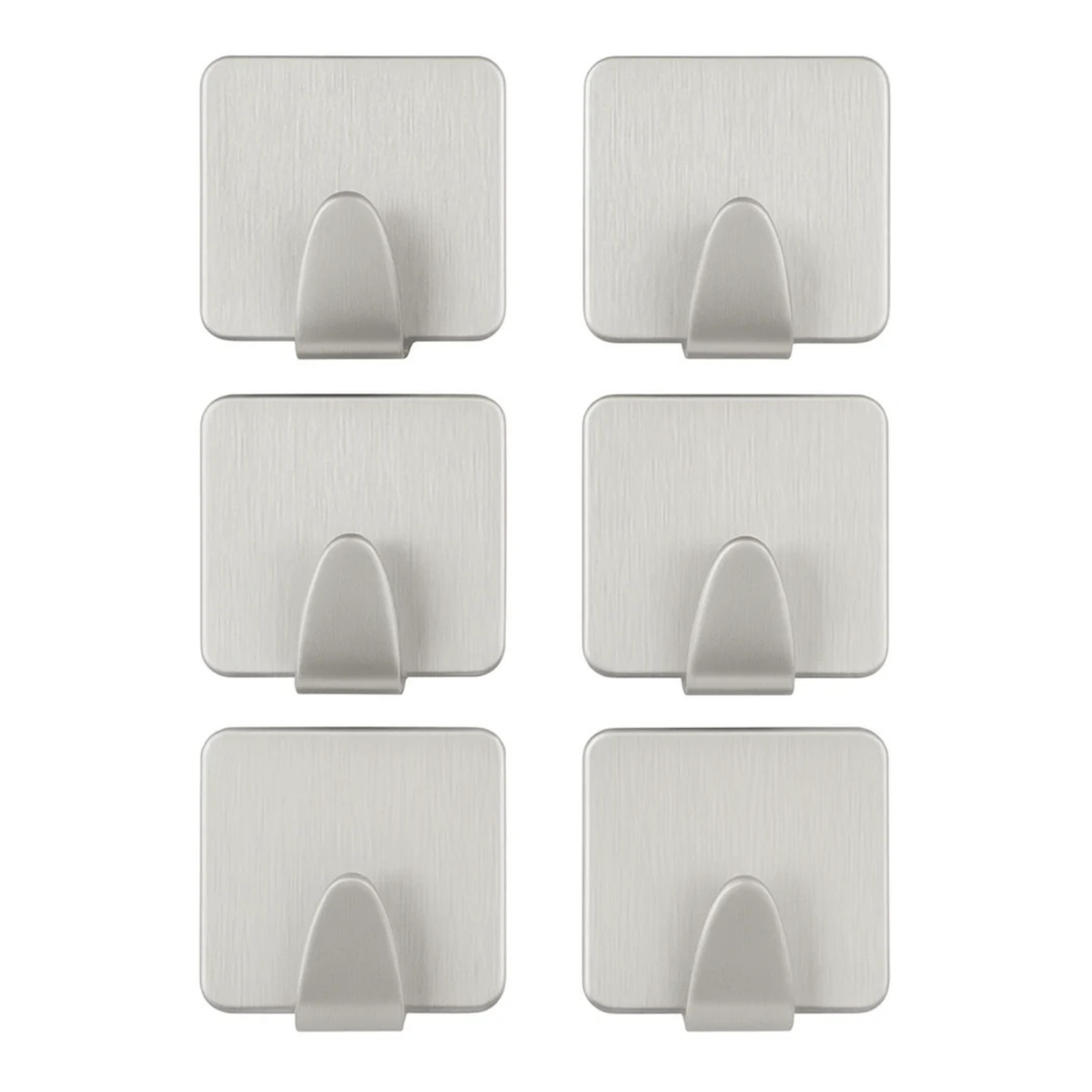 Bathlux Self-Adhesive Stainless Steel Wall Hooks (6-Pack) | Heavy Duty Waterproof Metal Adhesive Hooks for Bathroom & Kitchen - Model 30627