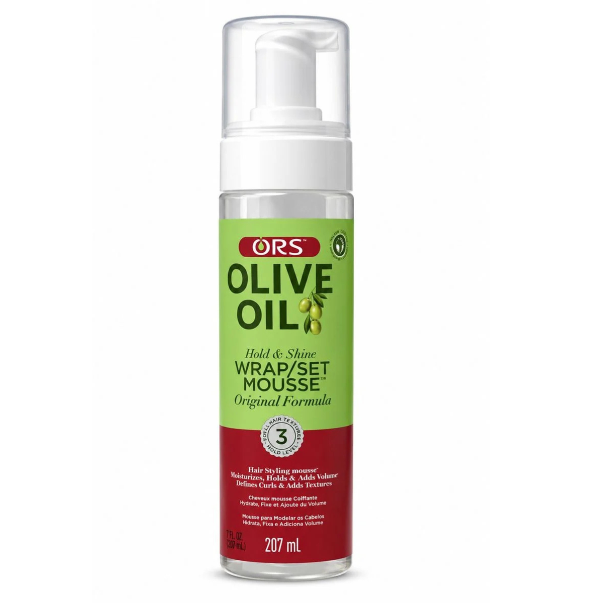 ORS Olive Oil Wrap/Set Mousse Original Formula 207ml | Hold & Shine Styling Foam for Wraps, Curls & Volume