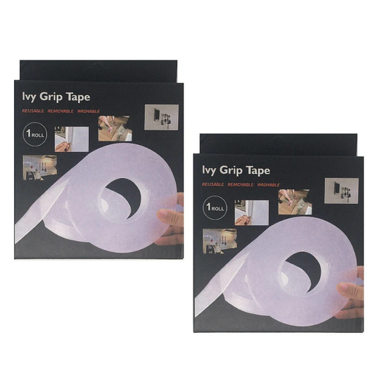 Heavy Duty Nano Grip Tape 2 Pack | Reusable Double-Sided Transparent Adhesive Wall Mount Tape