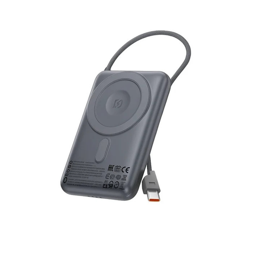 HOCO Q43 10000mAh Magnetic Wireless Power Bank with Built-in USB-C Cable, 20W PD Fast Charging & LED Display