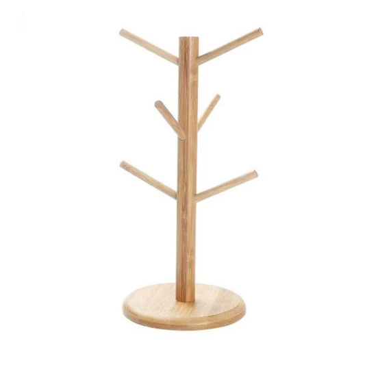 Wooden Tree Mug Holder Rack for 6 Cups - Countertop Coffee Mug Stand Organizer for Kitchen & Dining Table