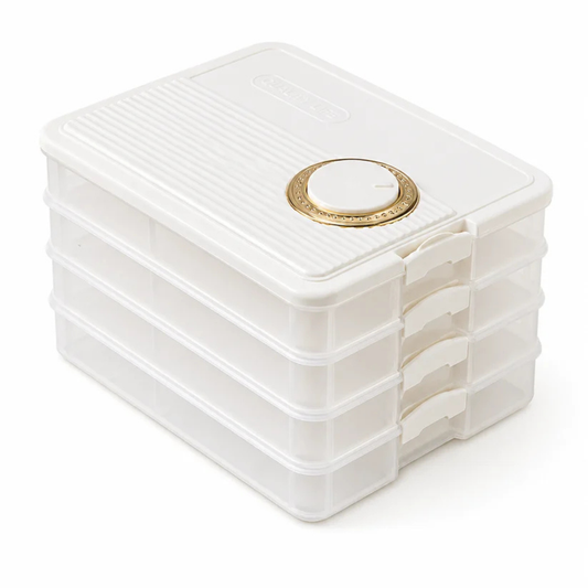 4 Tier Stackable Food Storage Containers with Freshness Valve Lid | BPA Free Kitchen Organizer Box LD-115