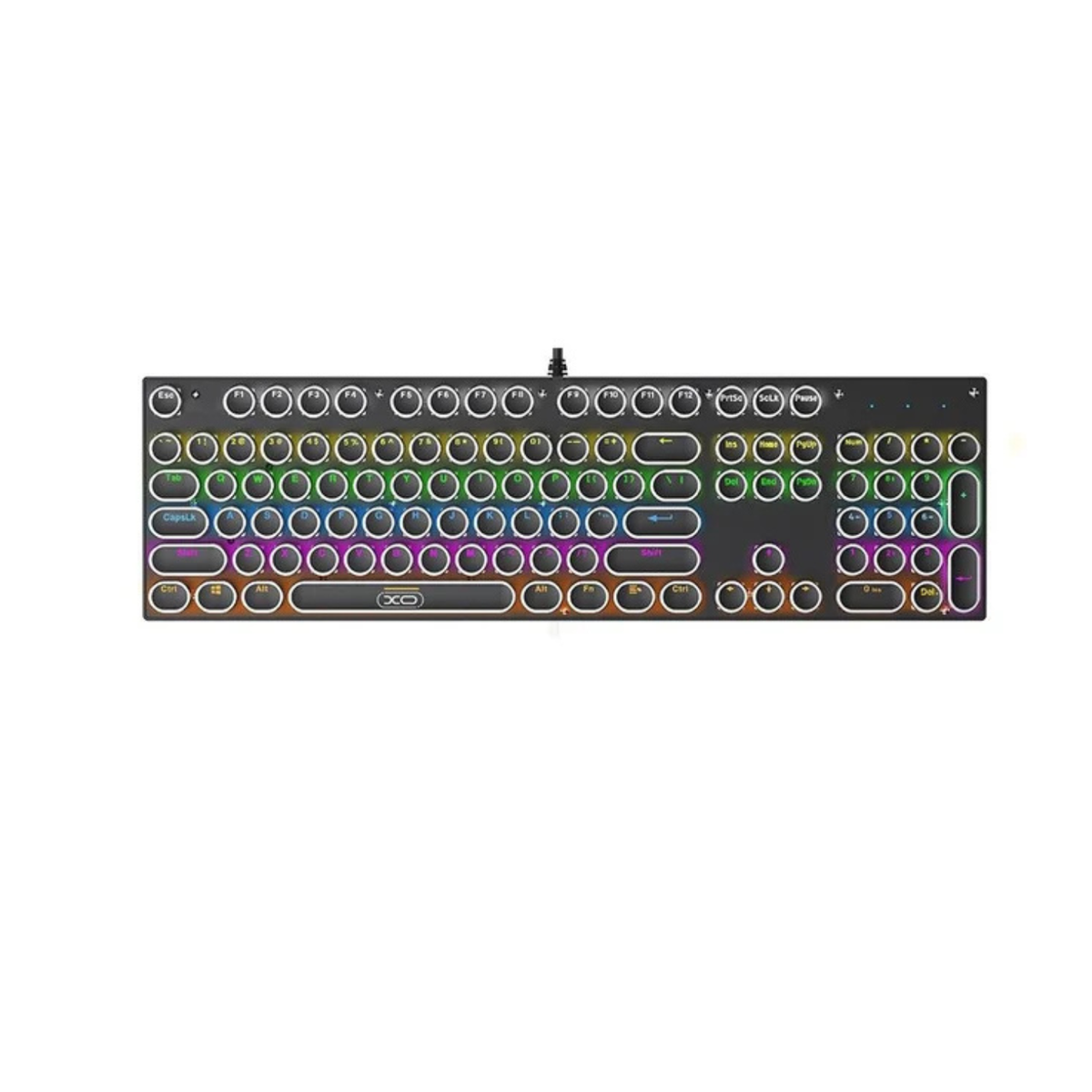 XO KB-07 RGB Mechanical Gaming Keyboard | 104-Key Full Size USB Wired Keyboard | Rainbow Backlit | Black / White