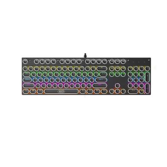 XO KB-07 RGB Mechanical Gaming Keyboard | 104-Key Full Size USB Wired Keyboard | Rainbow Backlit | Black / White